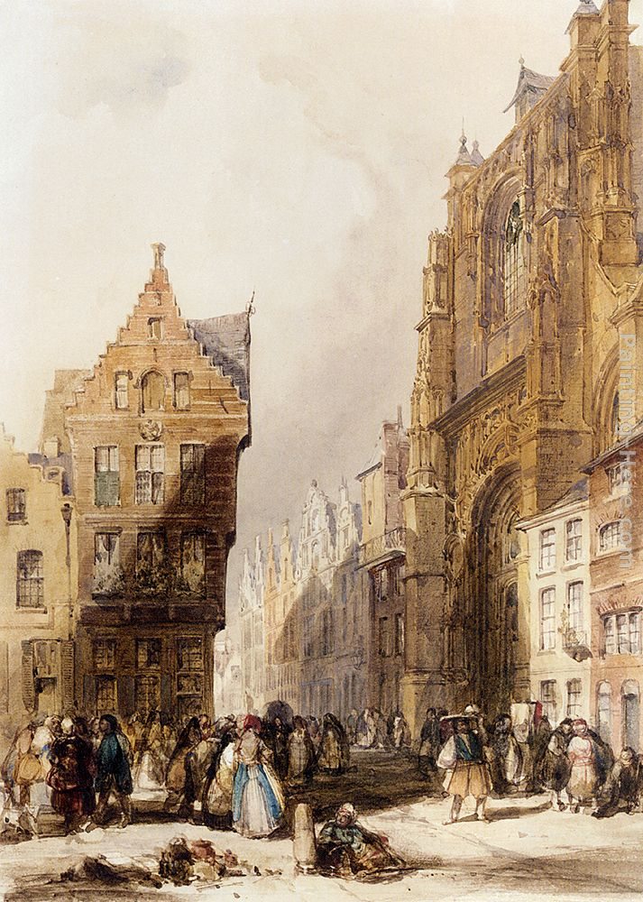 Thomas Shotter Boys Figures On A Street In A Market Town, Belgium